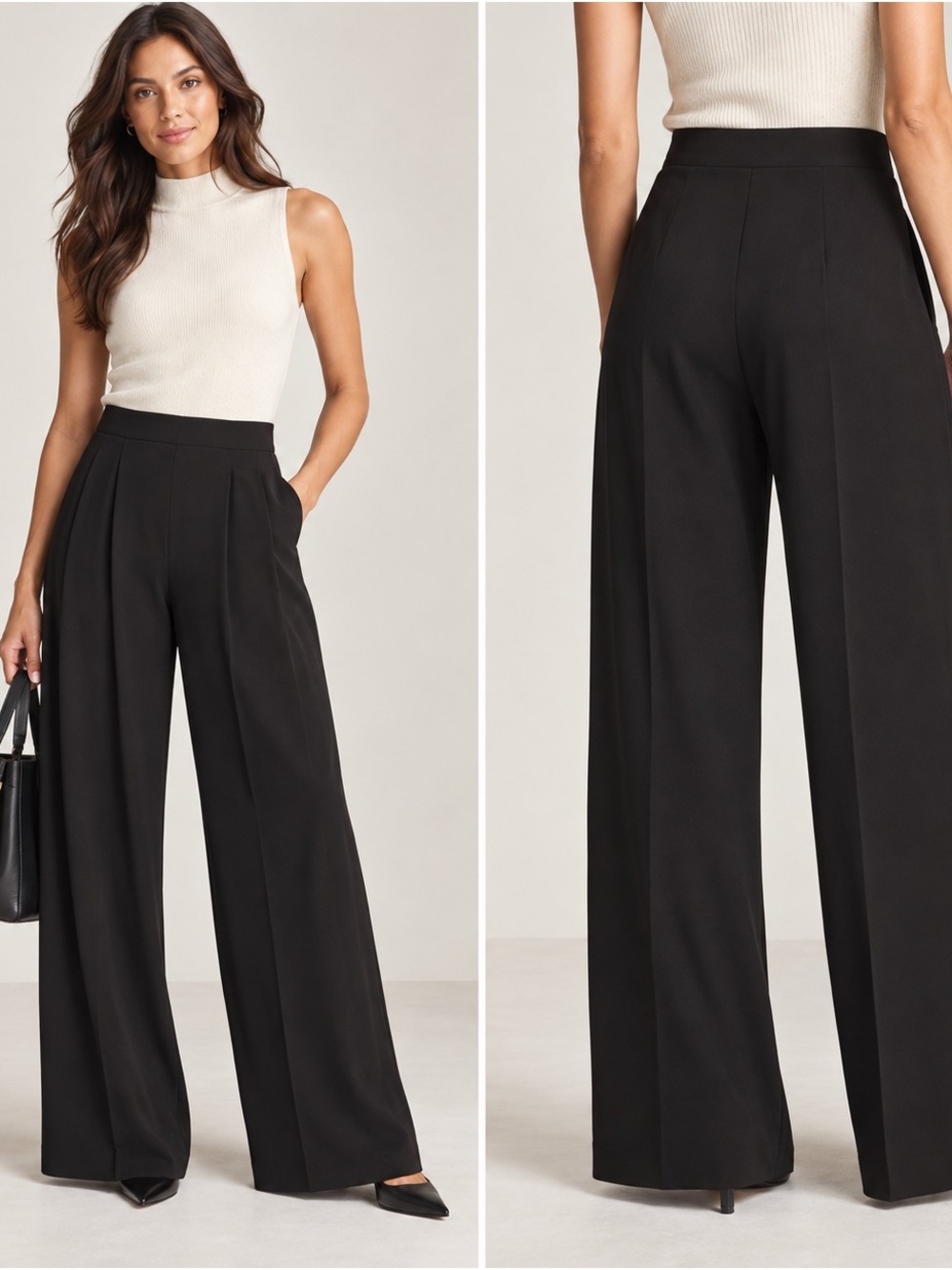 ANNE TAYLOR: Wide Leg High Waist Black Pants-NWT, Size 10